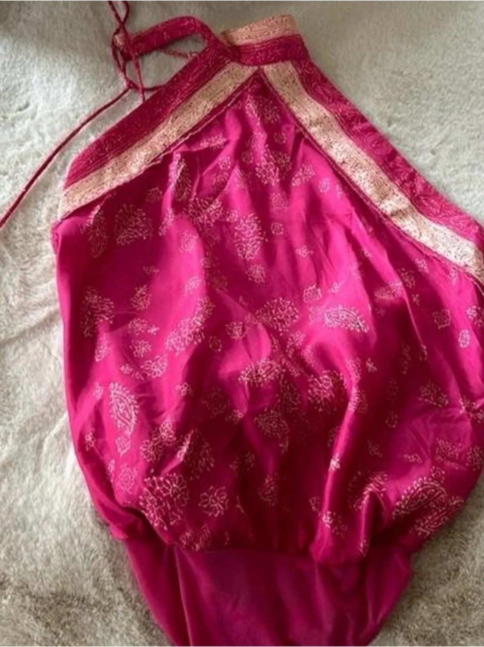 Free People Fuchsia Halter Backless Tie-Back Top - Picture 7 of 7